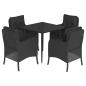 Preview: 5-tlg. Garten-Essgruppe mit Kissen Schwarz Poly Rattan
