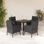 Preview: ARDEBO.de - 5-tlg. Garten-Essgruppe mit Kissen Schwarz Poly Rattan