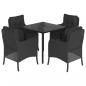 Preview: 5-tlg. Garten-Essgruppe mit Kissen Schwarz Poly Rattan