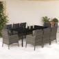 Preview: ARDEBO.de - 9-tlg. Garten-Essgruppe mit Kissen Grau Poly Rattan