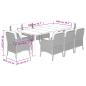 Preview: 9-tlg. Garten-Essgruppe mit Kissen Grau Poly Rattan