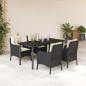 Preview: ARDEBO.de - 5-tlg. Garten-Essgruppe mit Kissen Schwarz Poly Rattan
