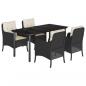 Preview: 5-tlg. Garten-Essgruppe mit Kissen Schwarz Poly Rattan