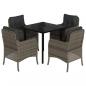 Preview: 5-tlg. Garten-Essgruppe mit Kissen Grau Poly Rattan