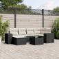 Preview: ARDEBO.de - 7-tlg. Garten-Sofagarnitur mit Kissen Schwarz Poly Rattan