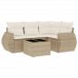 Preview: 5-tlg. Garten-Sofagarnitur mit Kissen Beige Poly Rattan