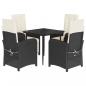 Preview: 5-tlg. Garten-Essgruppe mit Kissen Schwarz Poly Rattan