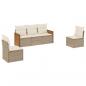 Preview: 5-tlg. Garten-Sofagarnitur mit Kissen Beige Poly Rattan