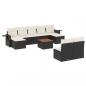 Preview: 10-tlg. Garten-Sofagarnitur mit Kissen Schwarz Poly Rattan
