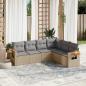 Preview: ARDEBO.de - 6-tlg. Garten-Sofagarnitur mit Kissen Beige Poly Rattan