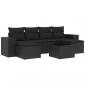 Preview: 7-tlg. Garten-Sofagarnitur mit Kissen Schwarz Poly Rattan