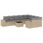 Preview: 10-tlg. Garten-Sofagarnitur mit Kissen Beige Poly Rattan