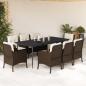 Preview: ARDEBO.de - 9-tlg. Garten-Essgruppe mit Kissen Braun Poly Rattan