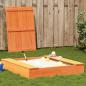 Preview: ARDEBO.de - Sandkasten mit Deckel Wachsbraun 111x111x19,5 cm Kiefernholz