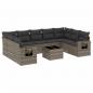 Preview: 10-tlg. Garten-Sofagarnitur mit Kissen Grau Poly Rattan