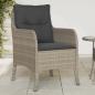 Preview: ARDEBO.de - Gartenstühle mit Kissen 2 Stk. Hellgrau Poly Rattan
