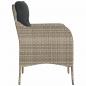 Preview: Gartenstühle mit Kissen 2 Stk. Hellgrau Poly Rattan
