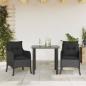 Preview: ARDEBO.de - 3-tlg. Garten-Essgruppe mit Kissen Schwarz Poly Rattan