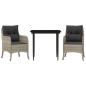 Preview: 3-tlg. Garten-Essgruppe mit Kissen Hellgrau Poly Rattan