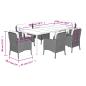 Preview: ARDEBO.de - 7-tlg. Garten-Essgruppe mit Kissen Hellgrau Poly Rattan