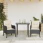 Preview: ARDEBO.de - 3-tlg. Garten-Essgruppe mit Kissen Schwarz Poly Rattan