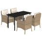 Preview: 5-tlg. Garten-Essgruppe mit Kissen Beige Poly Rattan