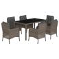 Preview: 7-tlg. Garten-Essgruppe mit Kissen Grau Poly Rattan