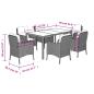 Preview: 7-tlg. Garten-Essgruppe mit Kissen Grau Poly Rattan