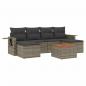Preview: 7-tlg. Garten-Sofagarnitur mit Kissen Grau Poly Rattan