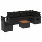 Preview: 7-tlg. Garten-Sofagarnitur mit Kissen Schwarz Poly Rattan