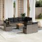 Preview: ARDEBO.de - 9-tlg. Garten-Sofagarnitur mit Kissen Grau Poly Rattan