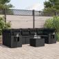 Preview: ARDEBO.de - 8-tlg. Garten-Sofagarnitur mit Kissen Schwarz Poly Rattan