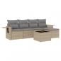 Preview: 6-tlg. Garten-Sofagarnitur mit Kissen Beige Poly Rattan