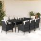Preview: ARDEBO.de - 9-tlg. Garten-Essgruppe mit Kissen Schwarz Poly Rattan