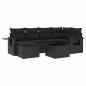 Preview: 7-tlg. Garten-Sofagarnitur mit Kissen Schwarz Poly Rattan