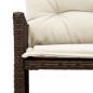 Preview: Gartensofa in L-Form mit Tisch und Kissen Braun Poly Rattan
