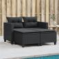 Preview: ARDEBO.de - Gartensofa 2-Sitzer mit Hockern Schwarz Poly Rattan