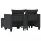 Preview: Gartensofa 2-Sitzer mit Hockern Schwarz Poly Rattan