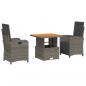 Preview: 3-tlg. Garten-Essgruppe mit Kissen Grau Poly Rattan