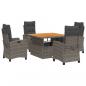 Preview: 5-tlg. Garten-Essgruppe mit Kissen Grau Poly Rattan