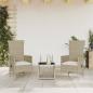 Preview: ARDEBO.de - 3-tlg. Garten-Essgruppe mit Kissen Beige Poly Rattan
