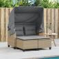 Preview: Gartensofa 2-Sitzer mit Dach und Hockern Beige Poly Rattan
