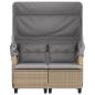 Preview: Gartensofa 2-Sitzer mit Dach und Hockern Beige Poly Rattan