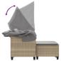 Preview: Gartensofa 2-Sitzer mit Dach und Hockern Beige Poly Rattan