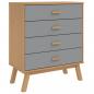Preview: Schubladenschrank OLDEN Grau und Braun Massivholz Kiefer