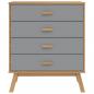 Preview: Schubladenschrank OLDEN Grau und Braun Massivholz Kiefer