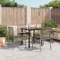 Preview: ARDEBO.de - 5-tlg. Garten-Essgruppe mit Kissen Grau Poly Rattan
