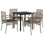 Preview: 5-tlg. Garten-Essgruppe mit Kissen Grau Poly Rattan
