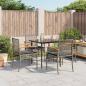Preview: ARDEBO.de - 5-tlg. Garten-Essgruppe mit Kissen Grau Poly Rattan