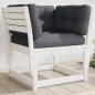Preview: ARDEBO.de - Gartensofa mit Armlehnen und Kissen Weiß Massivholz Kiefer